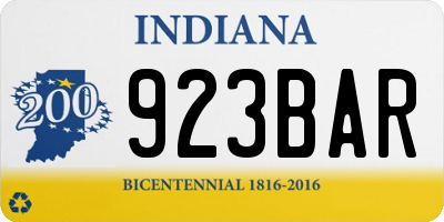 IN license plate 923BAR