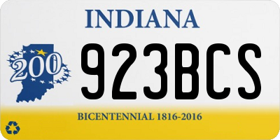 IN license plate 923BCS