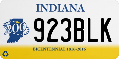 IN license plate 923BLK