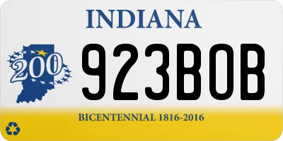 IN license plate 923BOB