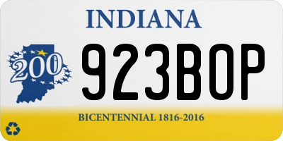 IN license plate 923BOP