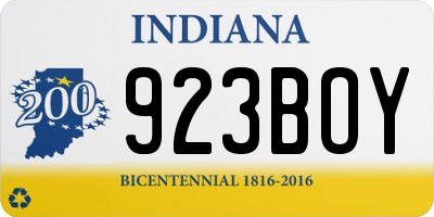 IN license plate 923BOY