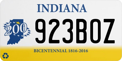 IN license plate 923BOZ