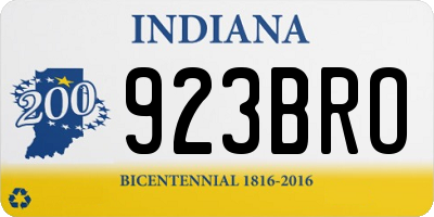 IN license plate 923BRO