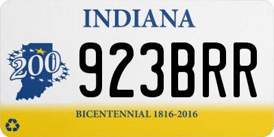 IN license plate 923BRR