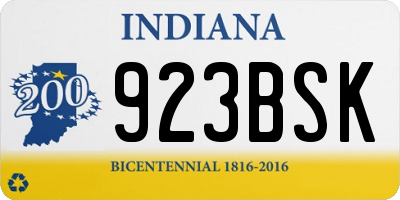 IN license plate 923BSK
