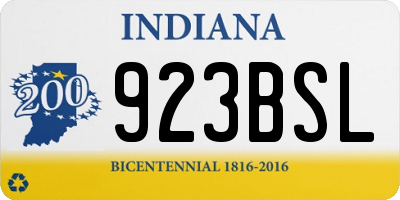 IN license plate 923BSL