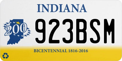 IN license plate 923BSM