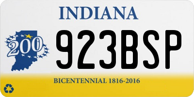 IN license plate 923BSP