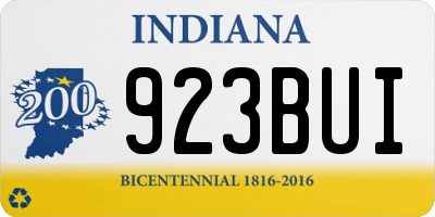 IN license plate 923BUI