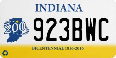 IN license plate 923BWC