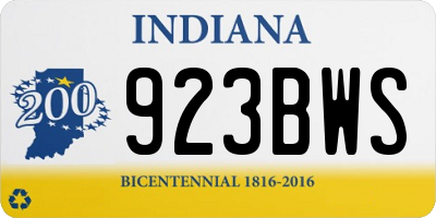 IN license plate 923BWS