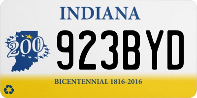IN license plate 923BYD