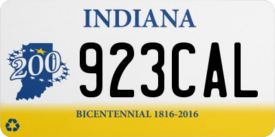 IN license plate 923CAL