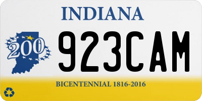 IN license plate 923CAM