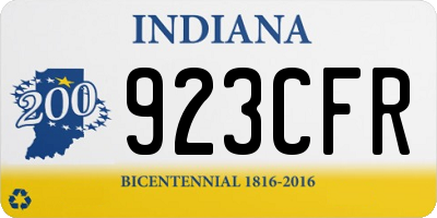 IN license plate 923CFR