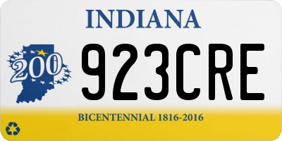 IN license plate 923CRE