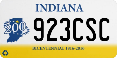 IN license plate 923CSC