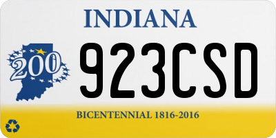 IN license plate 923CSD