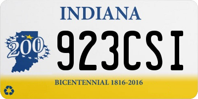 IN license plate 923CSI