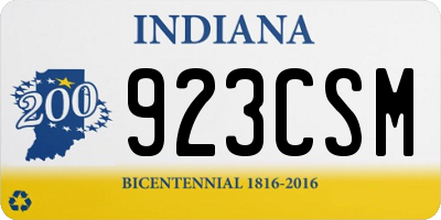 IN license plate 923CSM