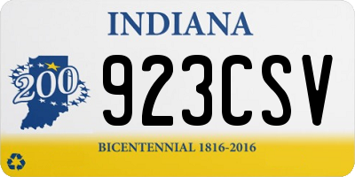 IN license plate 923CSV