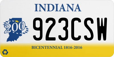 IN license plate 923CSW