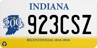 IN license plate 923CSZ