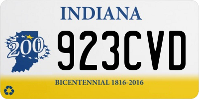 IN license plate 923CVD