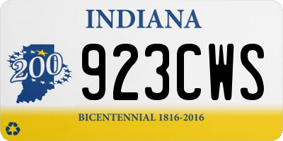 IN license plate 923CWS