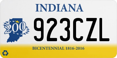 IN license plate 923CZL