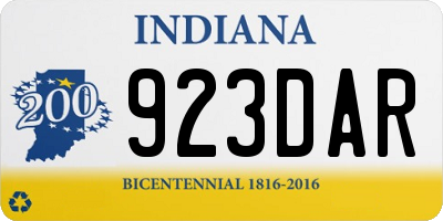 IN license plate 923DAR