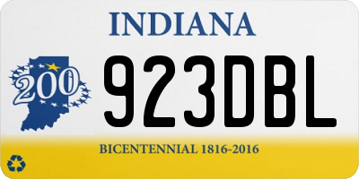 IN license plate 923DBL
