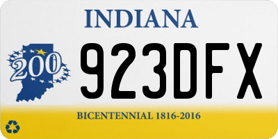 IN license plate 923DFX