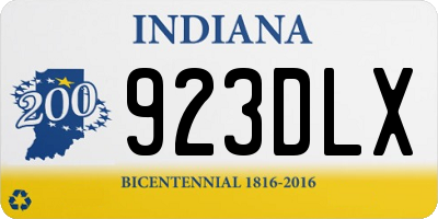 IN license plate 923DLX