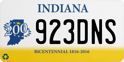 IN license plate 923DNS