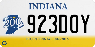 IN license plate 923DOY