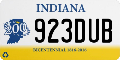 IN license plate 923DUB
