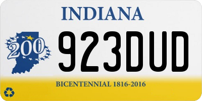IN license plate 923DUD