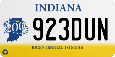 IN license plate 923DUN