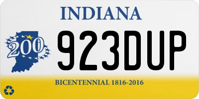 IN license plate 923DUP