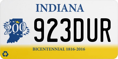 IN license plate 923DUR