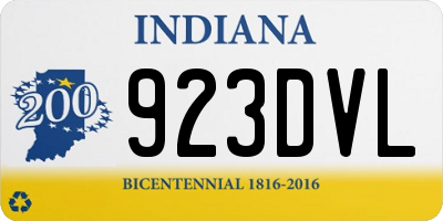 IN license plate 923DVL