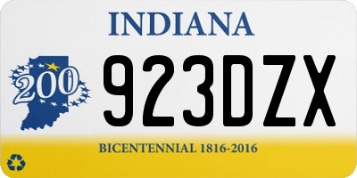 IN license plate 923DZX