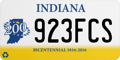 IN license plate 923FCS