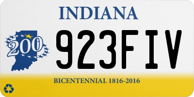 IN license plate 923FIV