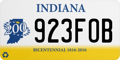 IN license plate 923FOB