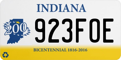 IN license plate 923FOE