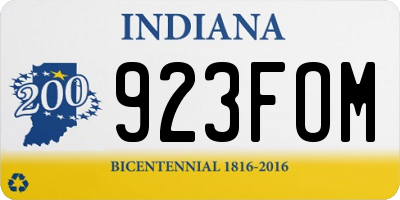 IN license plate 923FOM