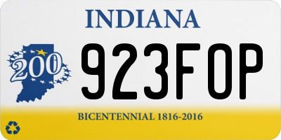 IN license plate 923FOP